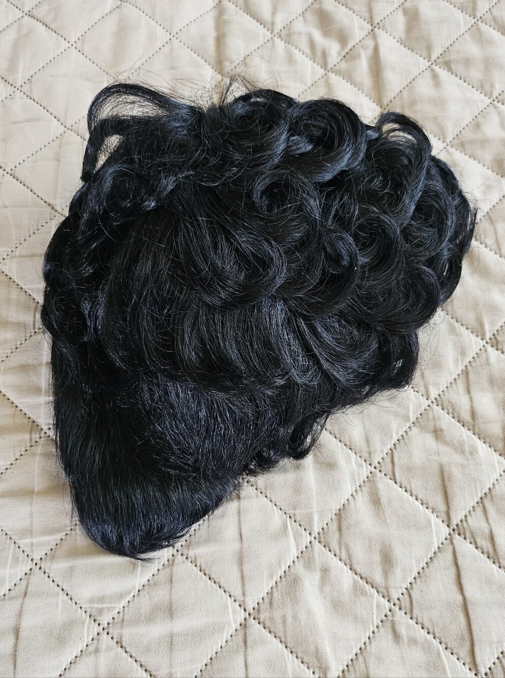 Pixie cut wig, color is natural black curly/wavy top. Synthetic hair. - Picture 5 of 7